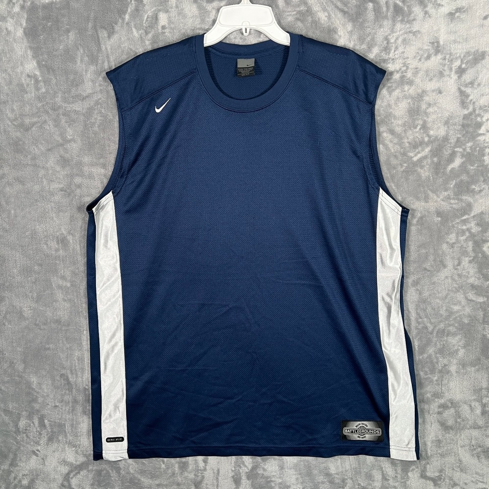 Vintage Y2K Nike Jersey Shirt Mens 2XL Blue Gray‎ Shiny Silky Dazzle Basketball
